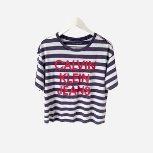🌸New🌸 Calvin Klein Jeans Striped Crop Tee S NWT